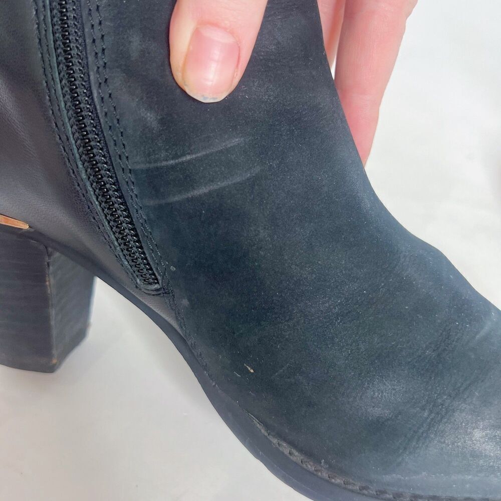 Steve Madden Wantagh Black Leather Suede Booties Ankle Boots Size 9 - Picture 12 of 13